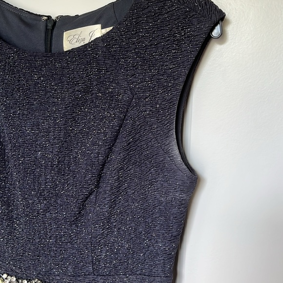 Eliza J Blue Embellished Fit and Flare Sleeveless Dress - Picture 8 of 9